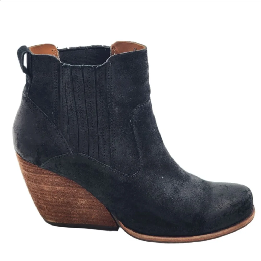 Women's Kork-Ease Black Suede Wedge Ankle Boots